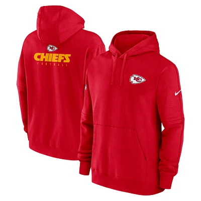 Men's Nike Red Kansas City Chiefs Sideline Club Fleece Pullover Hoodie