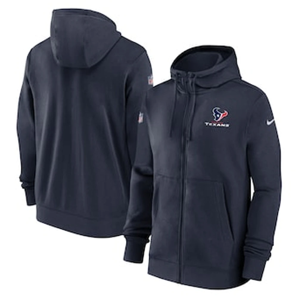 Men's Nike Navy Houston Texans 2023/24 Sideline Club Full-Zip Hoodie