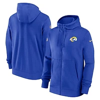 Men's Nike Royal Los Angeles Rams 2023/24 Sideline Club Full-Zip Hoodie