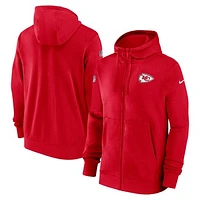 Men's Nike Red Kansas City Chiefs 2023/24 Sideline Club Full-Zip Hoodie