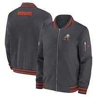 Men's Anthracite Cleveland Browns Coach Full-Zip Bomber Jacket