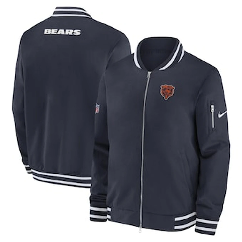 Men's Nike  Navy Chicago Bears Coach Full-Zip Bomber Jacket