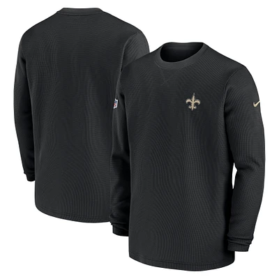 Men's Nike  Black New Orleans Saints 2023 Sideline Throwback Heavy Brushed Waffle Long Sleeve Top