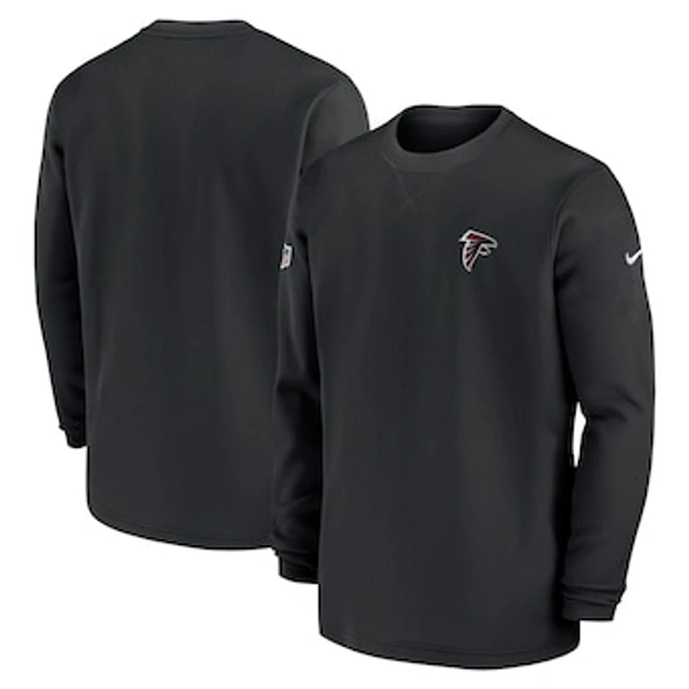 Men's Nike  Black Atlanta Falcons 2023 Sideline Throwback Heavy Brushed Waffle Long Sleeve Top