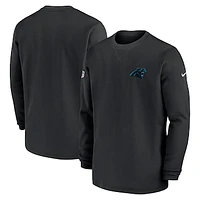 Men's Nike  Black Carolina Panthers 2023 Sideline Throwback Heavy Brushed Waffle Long Sleeve Top