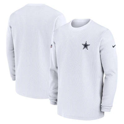 Men's Nike  White Dallas Cowboys 2023 Sideline Throwback Heavy Brushed Waffle Long Sleeve Top