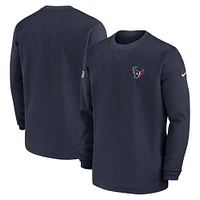 Men's Nike  Navy Houston Texans 2023 Sideline Throwback Heavy Brushed Waffle Long Sleeve Top