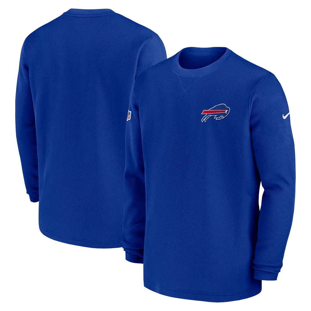 Men's Nike  Royal Buffalo Bills 2023 Sideline Throwback Heavy Brushed Waffle Long Sleeve Top