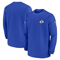 Men's Nike  Royal Los Angeles Rams 2023 Sideline Throwback Heavy Brushed Waffle Long Sleeve Top