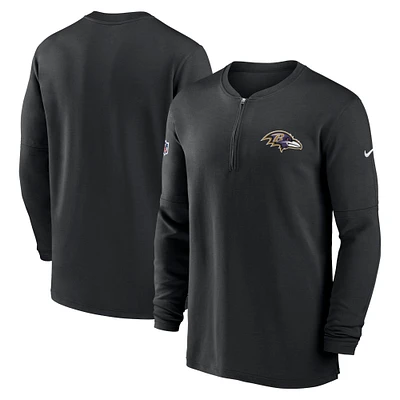 Men's Nike  Black Baltimore Ravens 2023 Sideline Performance Long Sleeve Tri-Blend Quarter-Zip Top