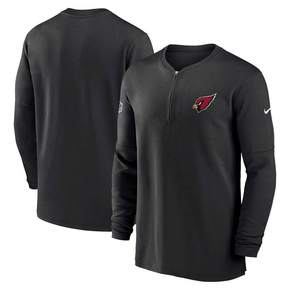 Men's Nike  Black Arizona Cardinals 2023 Sideline Performance Long Sleeve Tri-Blend Quarter-Zip Top