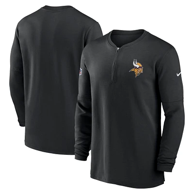 Men's Nike  Black Minnesota Vikings 2023 Sideline Performance Long Sleeve Tri-Blend Quarter-Zip Top