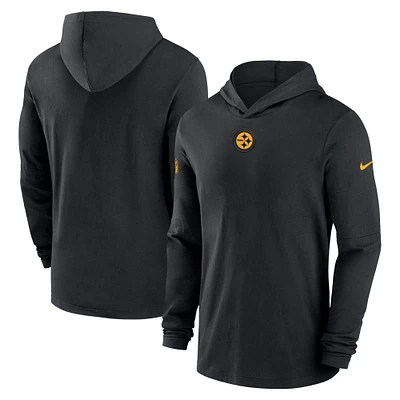 Men's Nike Black Pittsburgh Steelers Sideline Performance Long Sleeve Hoodie T-Shirt