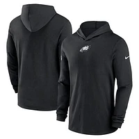 Men's Nike Black Philadelphia Eagles Sideline Performance Long Sleeve Hoodie T-Shirt