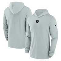 Men's Nike Silver Las Vegas Raiders Sideline Performance Long Sleeve Hoodie T-Shirt