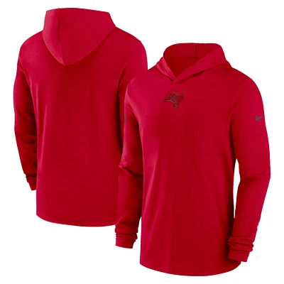 Men's Nike Red Tampa Bay Buccaneers Sideline Performance Long Sleeve Hoodie T-Shirt