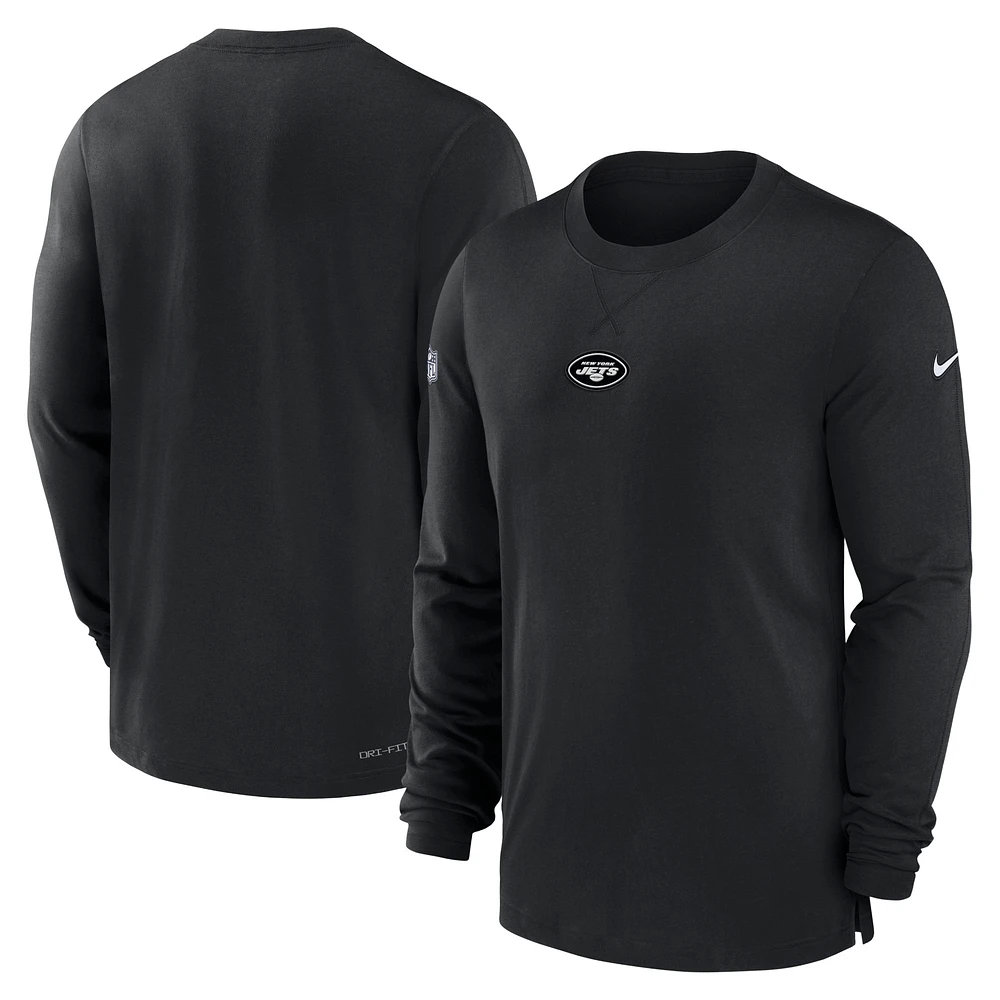 Men's Nike Black New York Jets 2023 Sideline Performance Long Sleeve T-Shirt