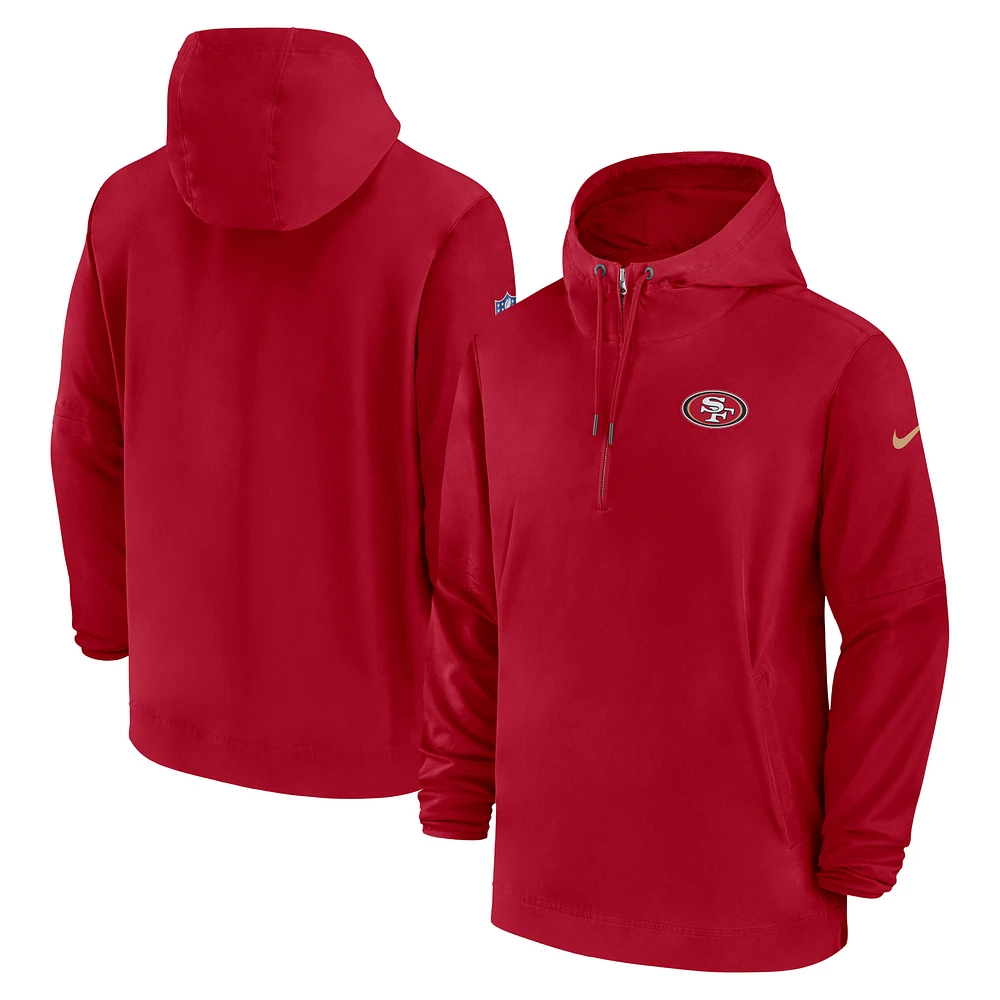 Men's Nike Scarlet San Francisco 49ers Sideline Half-Zip Hoodie