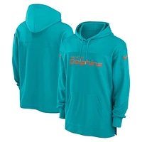 Men's Nike  Aqua Miami Dolphins 2023 Sideline Lightweight Performance Hooded Top