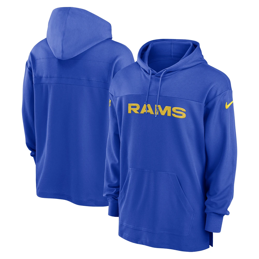 Men's Nike  Royal Los Angeles Rams 2023 Sideline Lightweight Performance Hooded Top