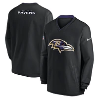 Men's Nike Black Baltimore Ravens 2023/24 Sideline Repel V-Neck Long Sleeve Pullover Windshirt