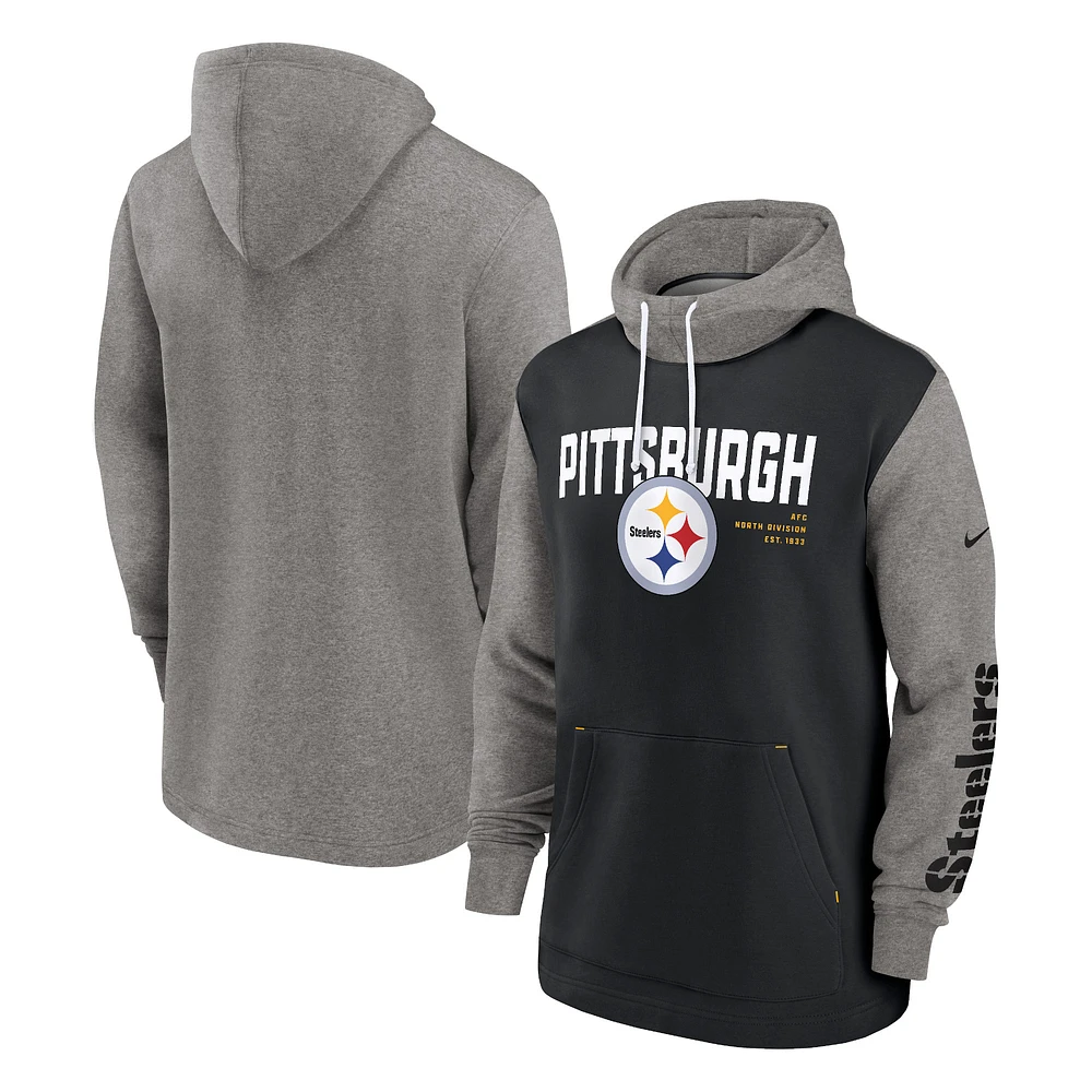 Men's Nike Black Pittsburgh Steelers Fashion Color Block Pullover Hoodie