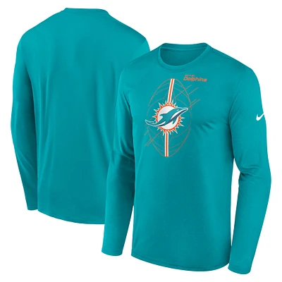 Men's Nike Aqua Miami Dolphins Legend Icon Long Sleeve T-Shirt