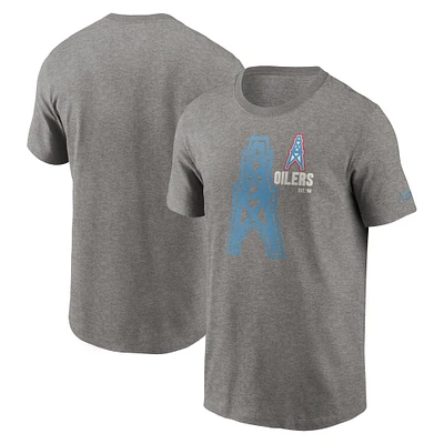 Men's Nike Heather Charcoal Houston Oilers Logo Essential T-Shirt