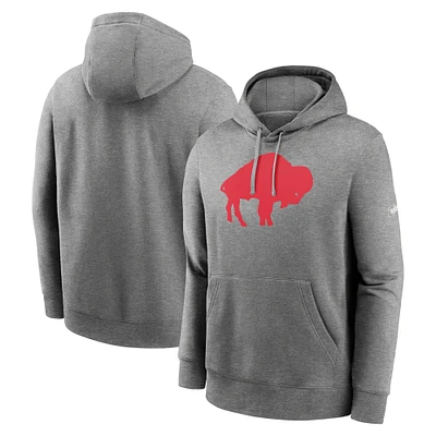 Men's Nike  Heather Charcoal Buffalo Bills Rewind Club Pullover Hoodie