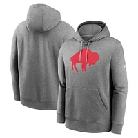 Men's Nike  Heather Charcoal Buffalo Bills Rewind Club Pullover Hoodie