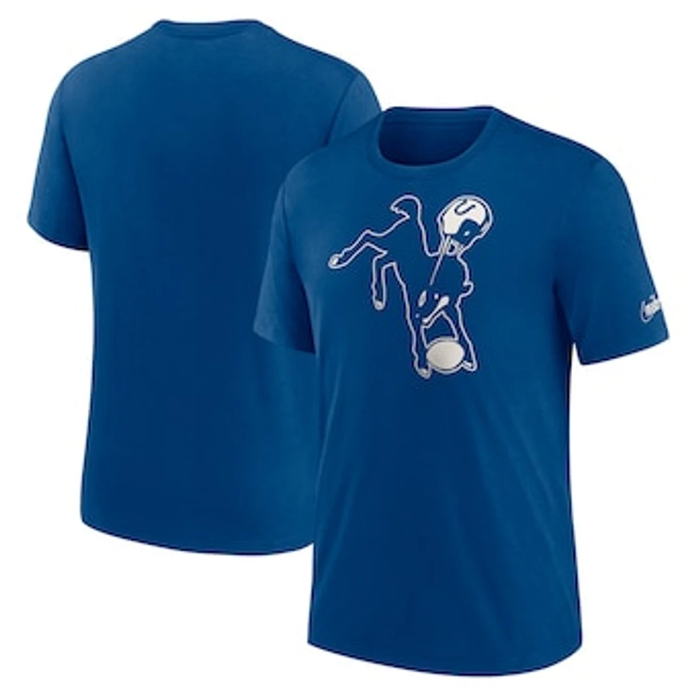 Men's Nike Blue Indianapolis Colts Rewind Logo Tri-Blend T-Shirt