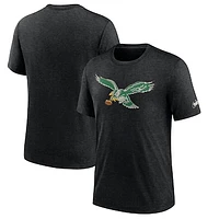 Men's Nike Heather Black Philadelphia Eagles Rewind Logo Tri-Blend T-Shirt