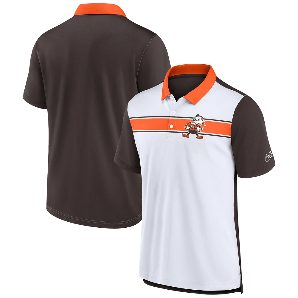 Men's Nike  White/Brown Cleveland Browns Rewind Pique Polo