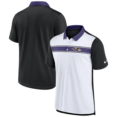 Men's Nike  White/Black Baltimore Ravens Rewind Pique Polo