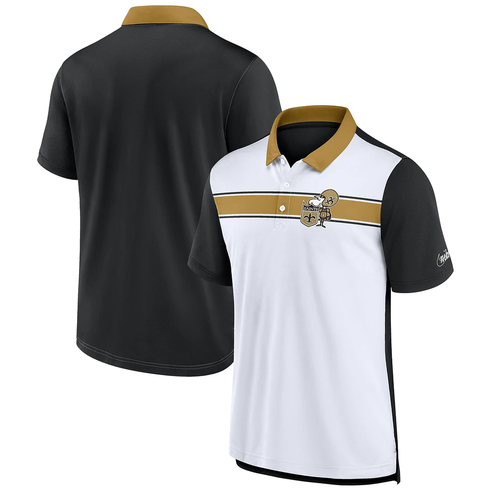 Men's Nike  White/Black New Orleans Saints Rewind Pique Polo