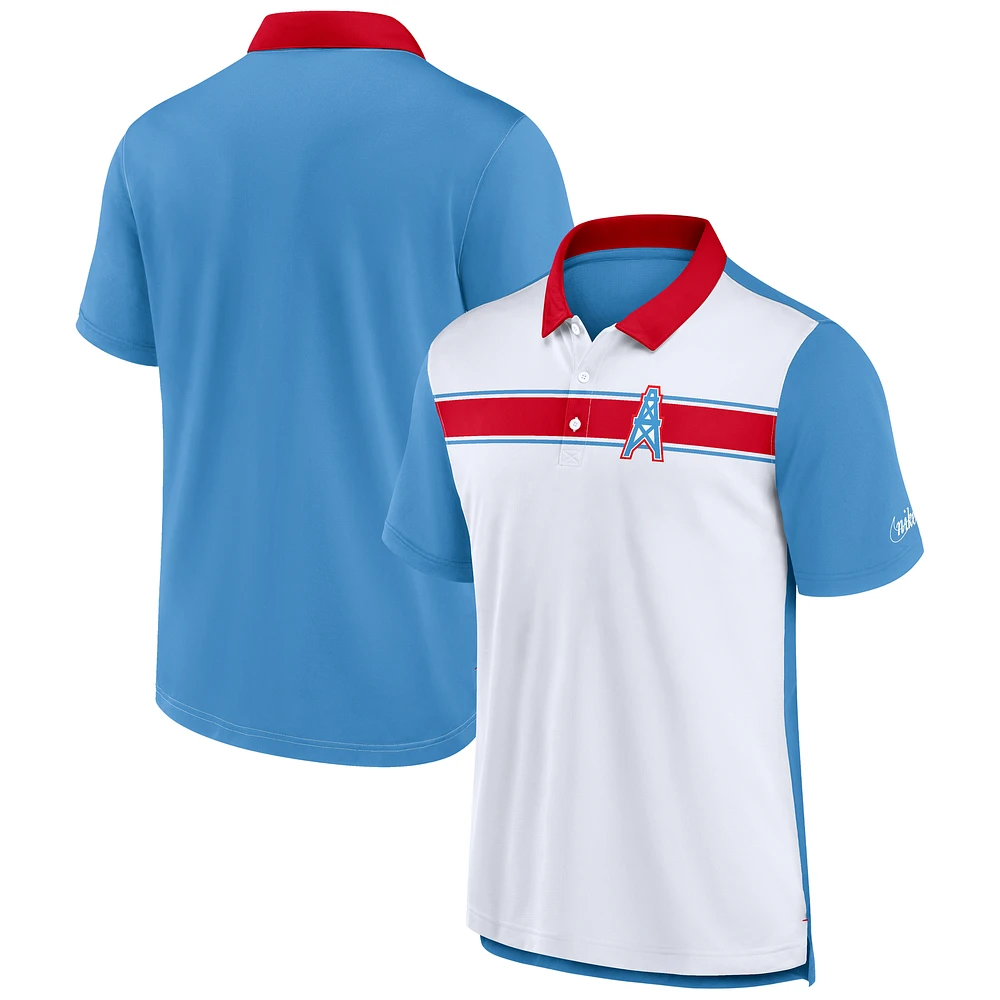 Men's Nike  White/Light Blue Houston Oilers Oilers Throwback Rewind Pique Polo