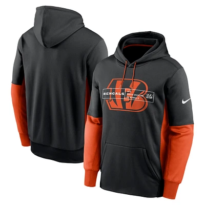 Men's Nike Black Cincinnati Bengals Color Block Fleece Performance Pullover Hoodie