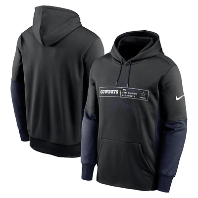 Men's Nike Black Dallas Cowboys Color Block Fleece Performance Pullover Hoodie