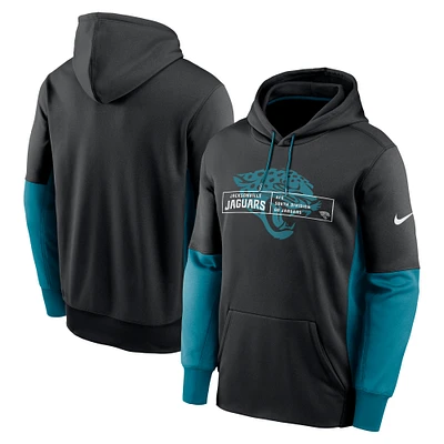 Men's Nike Black Jacksonville Jaguars Color Block Fleece Performance Pullover Hoodie