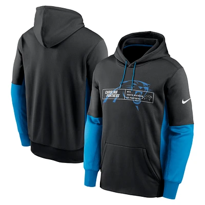 Men's Nike Black Carolina Panthers Color Block Fleece Performance Pullover Hoodie