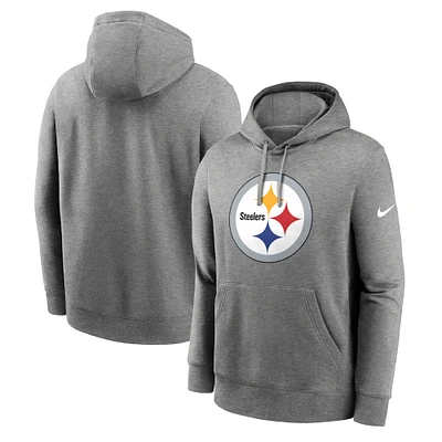 Men's Nike  Heather Charcoal Pittsburgh Steelers Big & Tall Rewind Club Fleece Pullover Hoodie