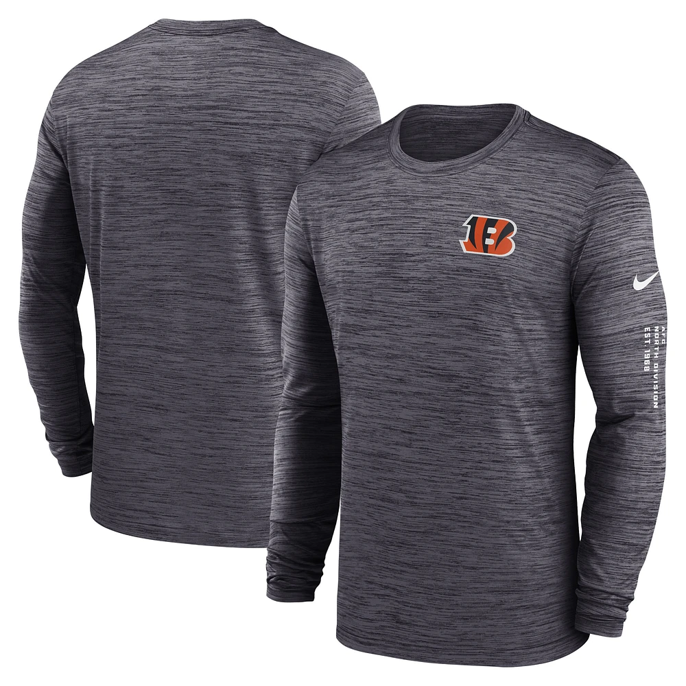 Men's Nike  Black Cincinnati Bengals Velocity Long Sleeve T-Shirt