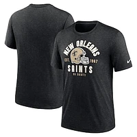 Men's Nike Heather Black New Orleans Saints Helmet Tri-Blend T-Shirt