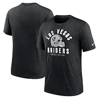 Men's Nike Heather Black Las Vegas Raiders Helmet Tri-Blend T-Shirt