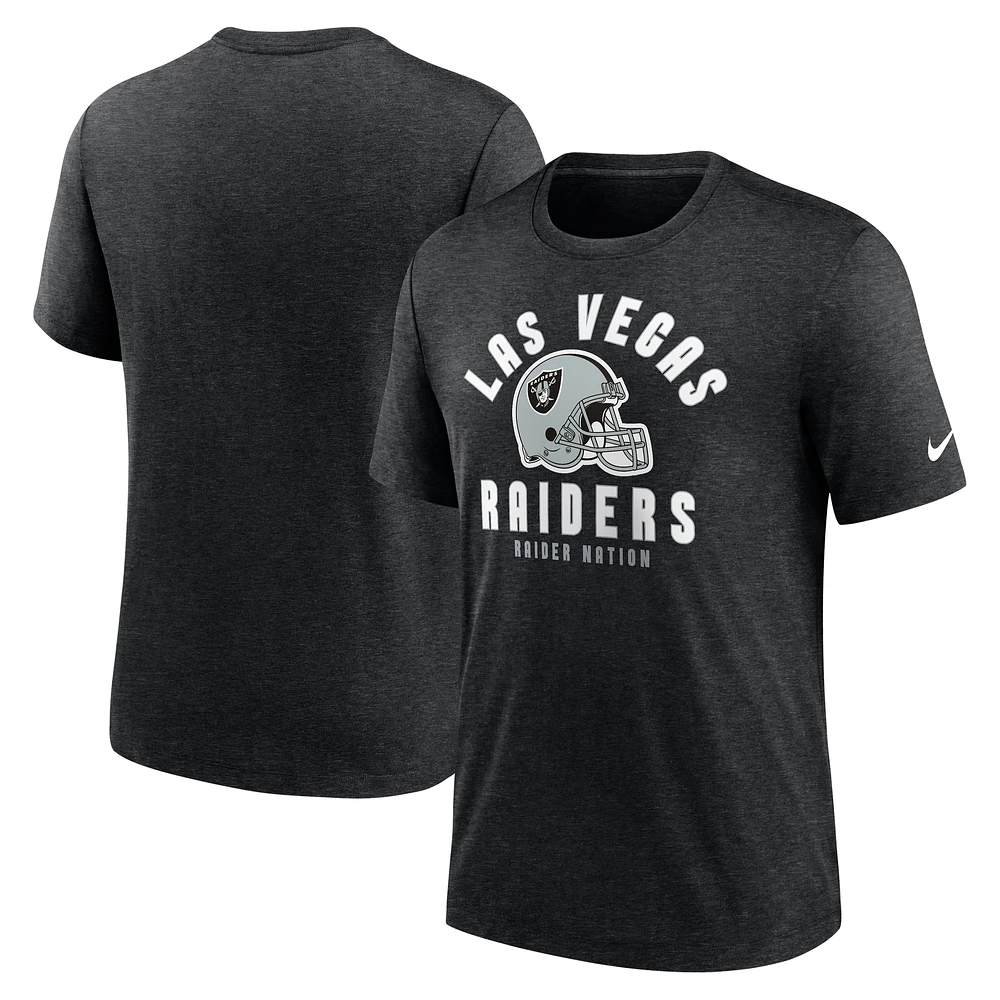 Men's Nike Heather Black Las Vegas Raiders Helmet Tri-Blend T-Shirt