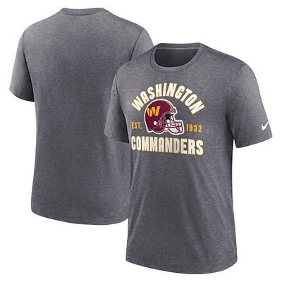 Men's Nike Heather Charcoal Washington Commanders Helmet Tri-Blend T-Shirt