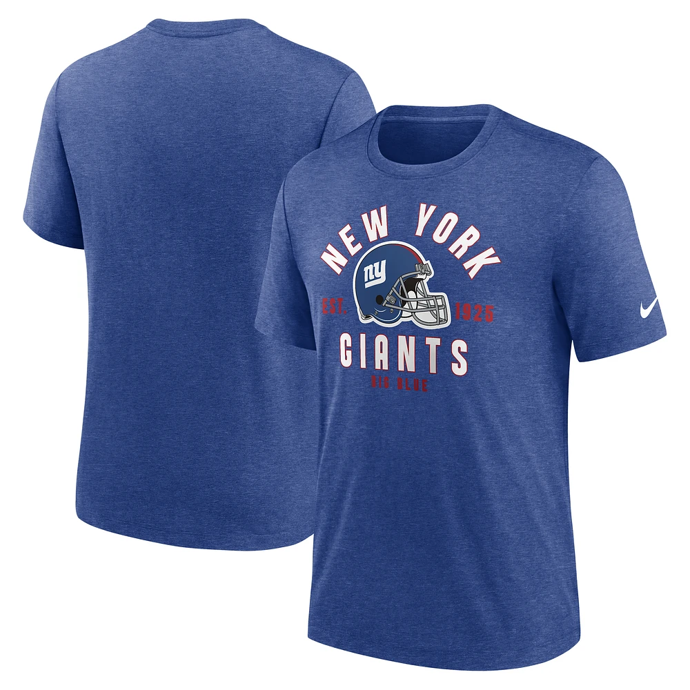 Men's Nike Heather Royal New York Giants Helmet Tri-Blend T-Shirt