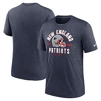 Men's Nike Heather Navy New England Patriots Helmet Tri-Blend T-Shirt