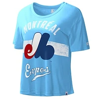 Women's Starter Light Blue Montreal Expos Cooperstown Collection Record Setter Crop Top