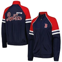 Women's G-III 4Her by Carl Banks Navy Boston Red Sox First Place Raglan Full-Zip Track Jacket